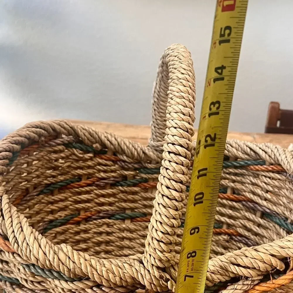 Vintage Woven Rope Wicker Basket 14.5